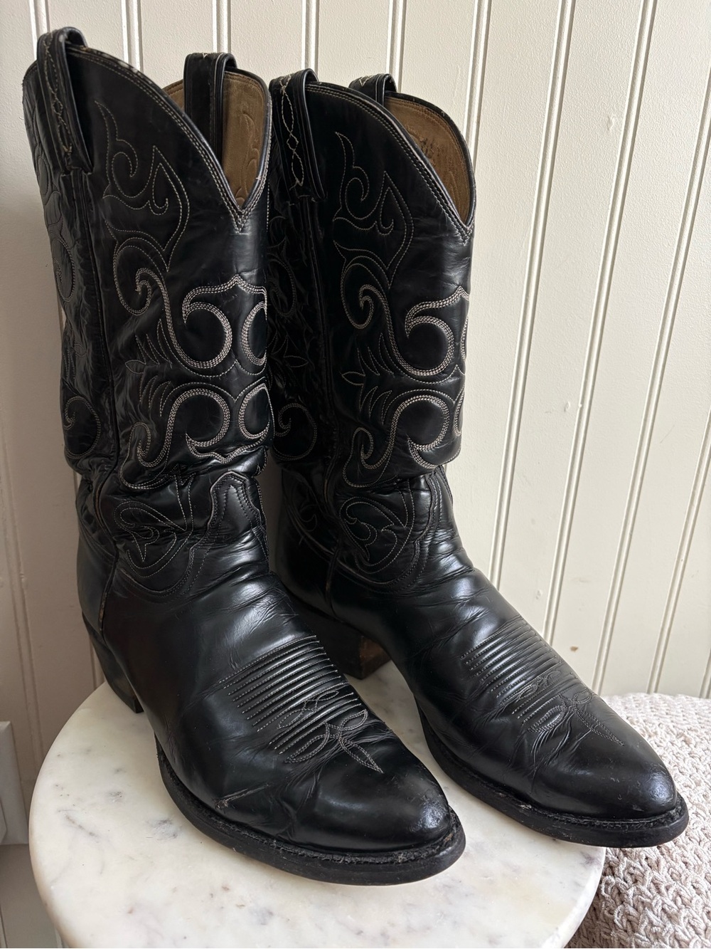 Vintage Tony Lama El Rey Western Cowboy Boots Men’s 10 Black Leather Southwest